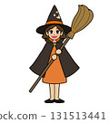 Halloween / A girl with a witch costume wearing a gorgeous orange witch costume (with main lines) 131513441