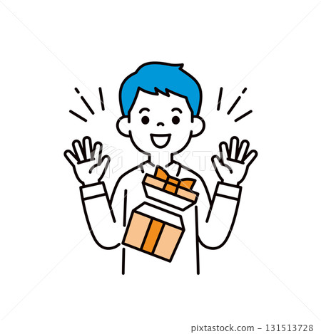 A simple upper body vector illustration of a young man who is happy to have won the lottery 131513728