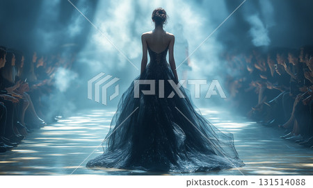 Female model appearing in a fashion show 131514088