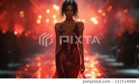 Female model appearing in a fashion show Female model appearing in a fashion show 131514090