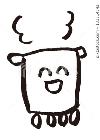 Illustration of a smiling pot on the fire, steaming 131514542
