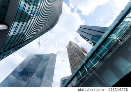 Landscape of the office town looking up at a skyscraper Landscape of the office town looking up at a skyscraper 131514778
