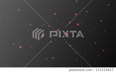 Pink sparkling stars, shiny particles light effect, transparent flying stardust texture 131514857