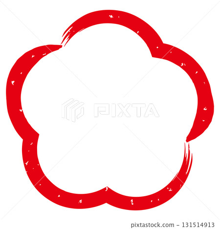 Japanese-style plum-shaped frame illustration in red 131514913