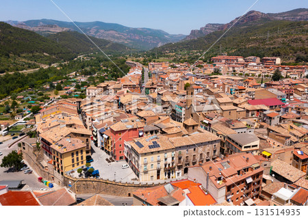 Aerial cityscape of city Puebla de Segur. Spain Aerial cityscape of city Puebla de Segur. Spain 131514935