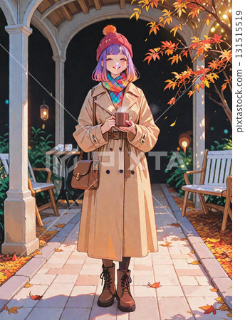 女孩看著燈光 131515519