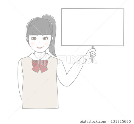 Female student holding a board 131515690
