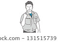 一名中年男性工人握拳的插畫素材 131515739