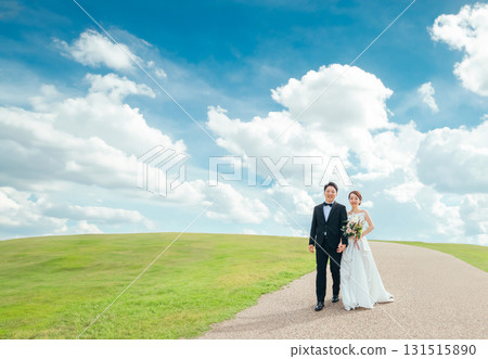 Bride and groom with sky as background (wedding, wedding ceremony, bridal, location photo, photo wedding) Bride and groom with sky as background (wedding, wedding ceremony, bridal, location photo, photo wedding) 131515890