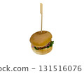 Mini Slider Burger with Fresh Lettuce and Crispy Patty on Classic Bun 131516076