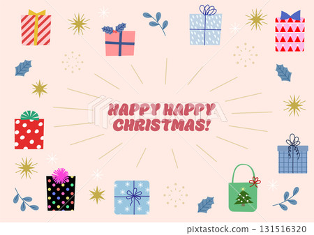 Hand-drawn cute Christmas gift illustration background material 131516320