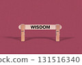 Wisdom symbol. Single Wooden stick pinned by Clothespins, beautiful Pink Background. Business and Wisdom concept with copy space 131516340