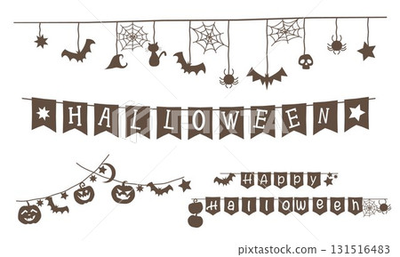Halloween pumpkin and pumpkin vector illustration, Halloween garland and sticker set Halloween pumpkin and pumpkin vector illustration, Halloween garland and sticker set 131516483