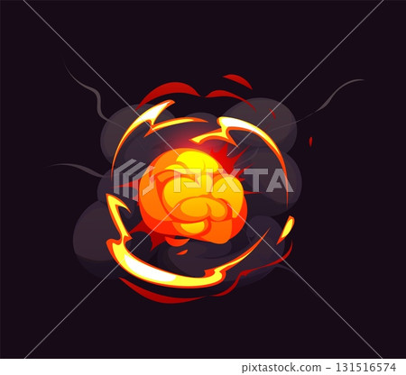 Bomb explosion, blast clouds cartoon comic effect 131516574