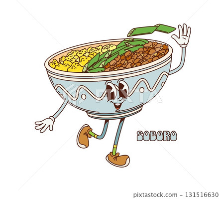 Cartoon retro groovy soboro don donburi character 131516630