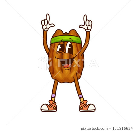 Cartoon groovy walnut seed character, funny face Cartoon groovy walnut seed character, funny face 131516634