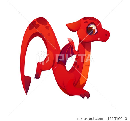 Fairy red dragon cartoon character font letter N 131516640