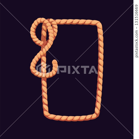 Cartoon pirate rope icon forms rectangular border 131516669