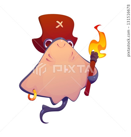 Cartoon stingray animal pirate corsair character 131516678