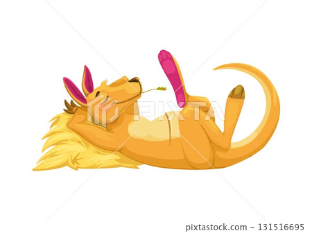 Cartoon lying on hay kangaroo animal character Cartoon lying on hay kangaroo animal character 131516695