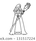 For Halloween / A wizard girl wearing a quirky witch costume reminiscent of plants [Line art only] 131517224