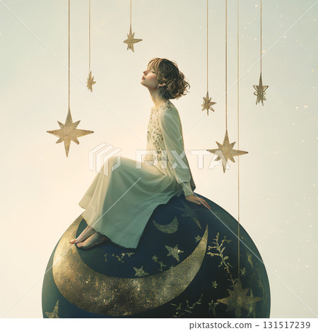 Stars, Moon and Girl 131517239