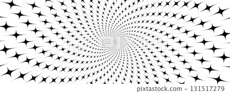 Spinning stars optical illusion background. Black and white hypnotic sparkles surface. Abstract trippy illusion wallpaper for banner, template design. Rotating in spiral sparks poster design. Vector Spinning stars optical illusion background. Black and white hypnotic sparkles surface. Abstract trippy illusion wallpaper for banner, template design. Rotating in spiral sparks poster design. Vector 131517279