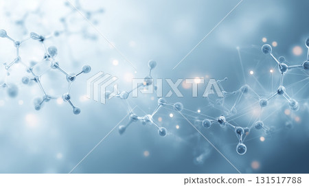 藍色背景上的 3D 分子結構-科學技術概念 131517788