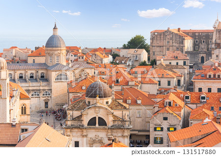 Dubrovnik old town cityscape with cathedral and red roofs Dubrovnik old town cityscape with cathedral and red roofs 131517880