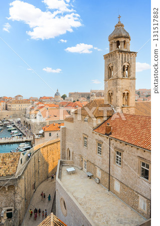 Dubrovnik old town cityscape with bell tower 131517882