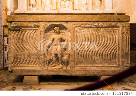 Split, Croatia, August 10, 2024. Roman Sarcogafo Diocletian Palace Split Split, Croatia, August 10, 2024. Roman Sarcogafo Diocletian Palace Split 131517884