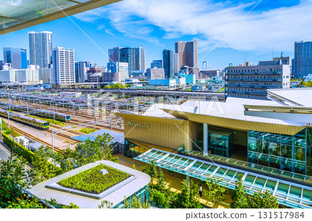 日本東京城市景觀的新視野。視野包括高輪Gateway站、山手線、京濱東北線以及芝浦的高層公寓大樓。 131517984