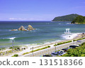 Fukuoka Prefecture Itoshima City Futamigaura Beautiful Sea, White Torii and Married Couple Rocks 131518366