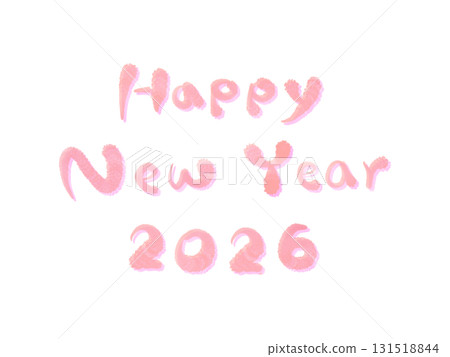 2026 年新年快樂:新年賀卡材料、書法、粉紅色 2026 年新年快樂:新年賀卡材料、書法、粉紅色 131518844