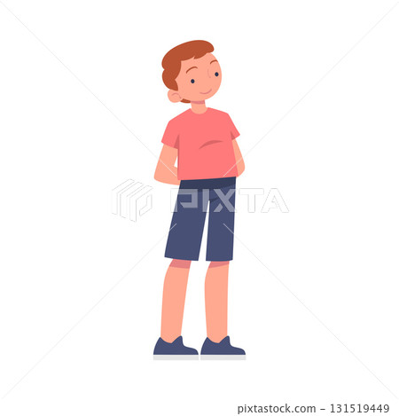 Friendly Little Boy in Standing Pose Vector Illustration 131519449