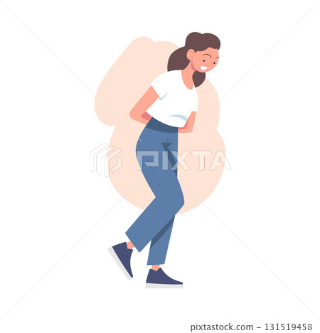 Young Woman Character Walking and Smiling Full-length Vector Illustration Young Woman Character Walking and Smiling Full-length Vector Illustration 131519458