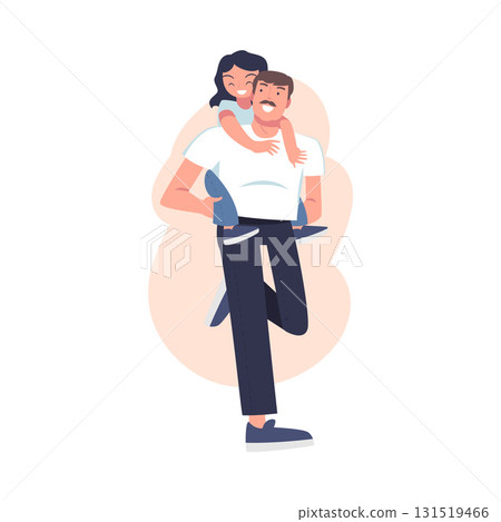 Man Parent Carry His Daughter in Shoulders Have Close Relationship Spend Time Together Vector Illustration Man Parent Carry His Daughter in Shoulders Have Close Relationship Spend Time Together Vector Illustration 131519466