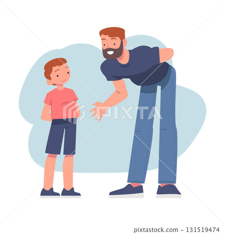 Man Parent with His Son Have Close Relationship Spend Time Together Vector Illustration 131519474