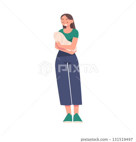 Woman Parent with Baby Child in Arms Have Close Relationship Spend Time Together Vector Illustration Woman Parent with Baby Child in Arms Have Close Relationship Spend Time Together Vector Illustration 131519497