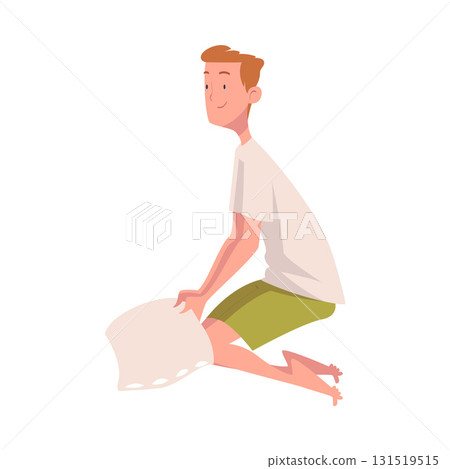 Pajama Party with Man Character Pillow Fight Vector Illustration Pajama Party with Man Character Pillow Fight Vector Illustration 131519515
