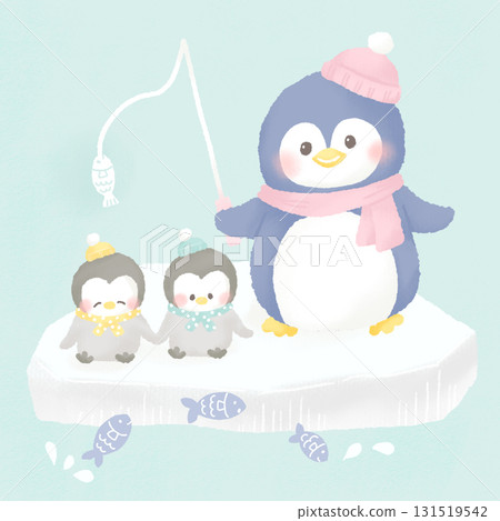釣魚企鵝親子_流冰 131519542