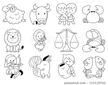 Illustration of zodiac characters 131519744