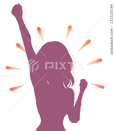女人舉起拳頭的剪影 女人舉起拳頭的剪影 131520144