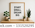 START SMALL DREAM BIG, Inspirational framed quote with plant symbolizing ambition and growth. 131520295