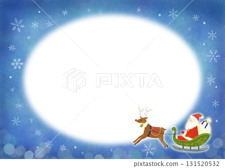 聖誕老人與馴鹿聖誕框架背景 131520532