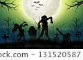 Halloween background with zombie, graveyard and full moon 131520587