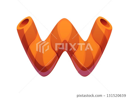 Sweet dessert font, bakery pastry or candy type for cartoon confectionery, vector typeface. English alphabet dessert font of chocolate wafer roll in shape of letter W for biscuit cookie typeface 131520639
