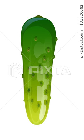 Cartoon raw cucumber vegetable, whole ripe garden veggie with pimples. Isolated vector crisp and refreshing veg, bursts with hydration. Its green skin encases a crunchy texture and mild flavor Cartoon raw cucumber vegetable, whole ripe garden veggie with pimples. Isolated vector crisp and refreshing veg, bursts with hydration. Its green skin encases a crunchy texture and mild flavor 131520682