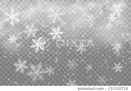 Snowfall overlay realistic snowflakes and glowing particles, Christmas snow background with falling flakes. Realistic winter overlay Xmas backdrop. Vector isolated ice crystals descend from sky Snowfall overlay realistic snowflakes and glowing particles, Christmas snow background with falling flakes. Realistic winter overlay Xmas backdrop. Vector isolated ice crystals descend from sky 131520718