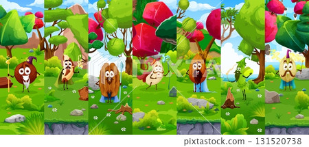 Cartoon nut and bean Halloween mage or wizard characters collage. Whimsical nuts and seeds magicians in a fantasy forest. Food personages wield magical staffs, wear cloaks, and exhibit unique powers Cartoon nut and bean Halloween mage or wizard characters collage. Whimsical nuts and seeds magicians in a fantasy forest. Food personages wield magical staffs, wear cloaks, and exhibit unique powers 131520738